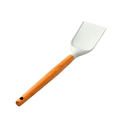 Espátula flat em bambu e silicone Hudson Home Prime 30,5cm branco