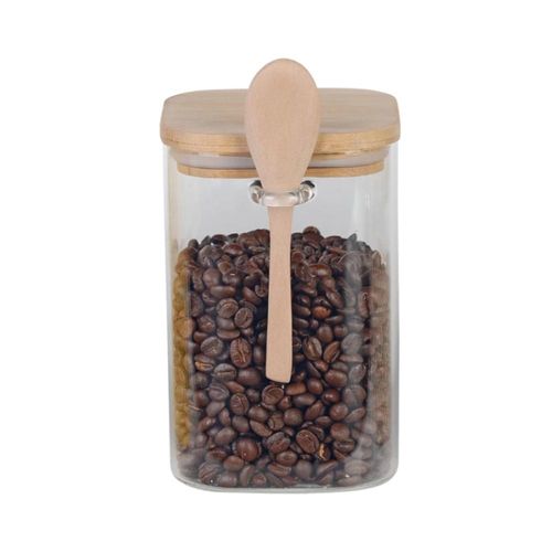 Porta mantimento em vidro com tampa e colher bambu Dynasty 1,1 litro