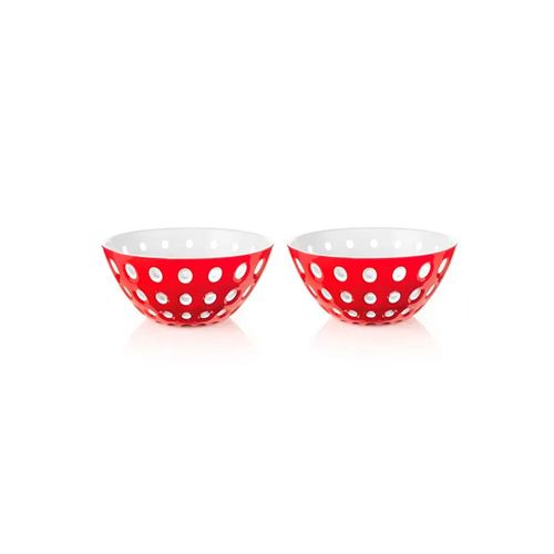 Jogo de bowls em acrílico Guzzini Le Murrine 2 peças 12cm vermelho com branco