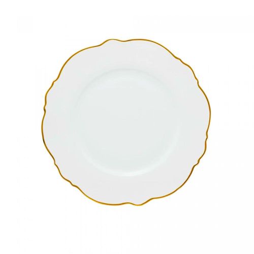 Jogo de pratos raso de porcelana Wolff Maldivas 6 peças 28cm filete dourado