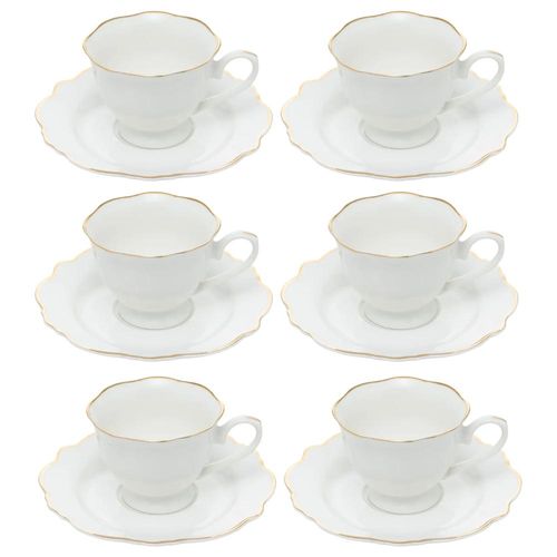 Jogo de xícaras de chá de porcelana Wolff Maldivas 6 peças 180ml filete dourado