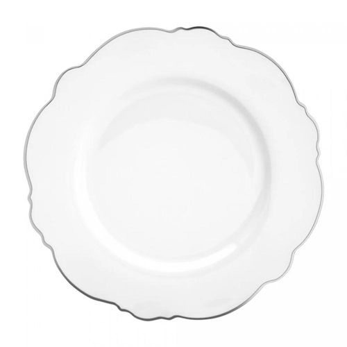 Jogo de pratos raso de porcelana Wolff Maldivas 6 peças 28cm filete prata