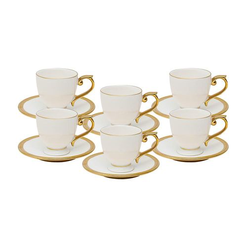Jogo de 6 xícaras para café em porcelana Wolff Paddy 18055 branca e dourado 90ml