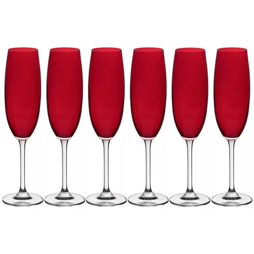 Jogo de taças para champanhe em cristal Bohemia Gastro 220ml 6 taças vermelhas 4S032/220