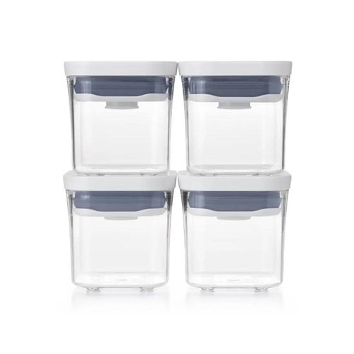 Jogo de potes quadrados com tampa hermética OXO Pop 2.0 189ml 4 peças incolor