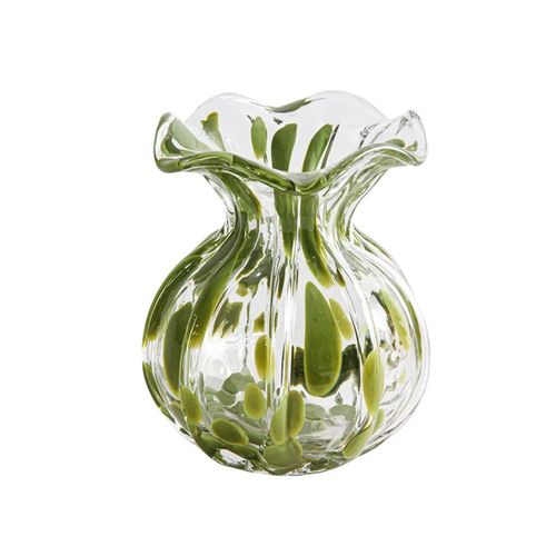 Vaso murano trouxinha em vidro L'Hermitage Aquarelle 13x16cm verde oliva