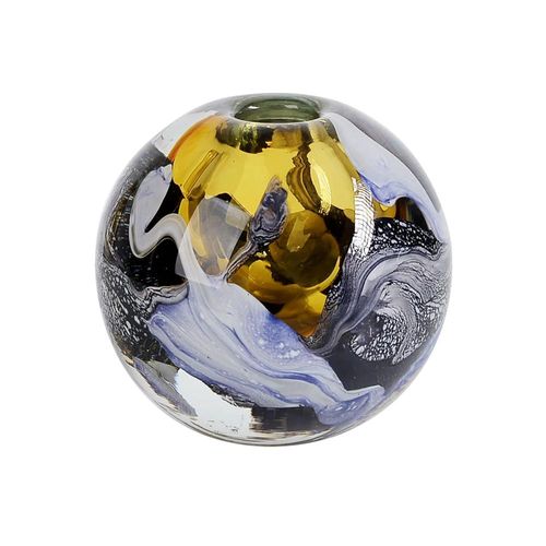 Vaso murano em vidro L'Hermitage Espiral 11x10,5cm âmbar