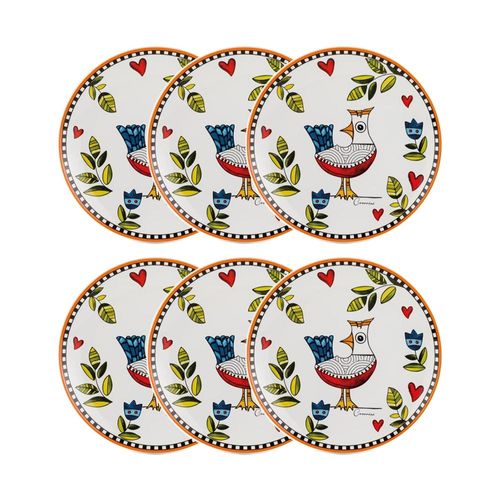 Jogo de pratos em porcelana Egan Cocorido 19cm 6 peças laranja