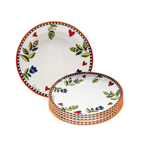 Jogo de pratos em porcelana Egan Cocorido 27cm 6 peças laranja