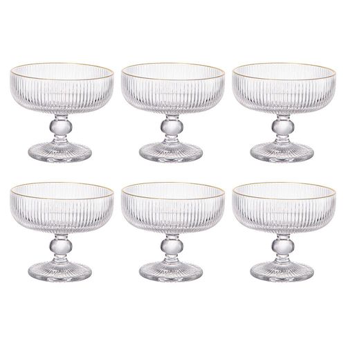 Jogo de taças sobremesa em vidro com borda dourada L'Hermitage Cameratta 310ml 6 peças Jogo de taças sobremesa em vidro com borda dourada L'Hermitage Cameratta 310ml 6 peças