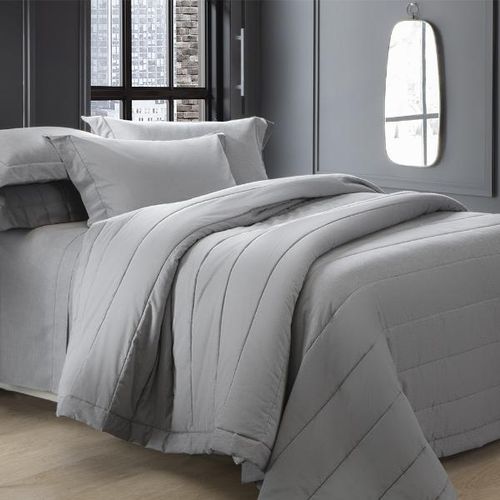 Colcha Kacyumara Fio Tinto Chambret 200 fios 1,80mx2,40m Solteiro Chumbo Colcha Kacyumara Fio Tinto Chambret 200 fios 1,80mx2,40m Solteiro Chumbo