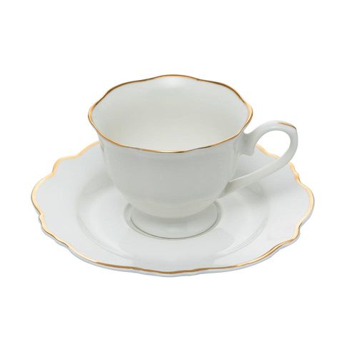 Jogo de xícaras de café em porcelana Wolff Maldivas borda dourada 6 peças 80ml Jogo de xícaras de café em porcelana Wolff Maldivas borda dourada 6 peças 80ml