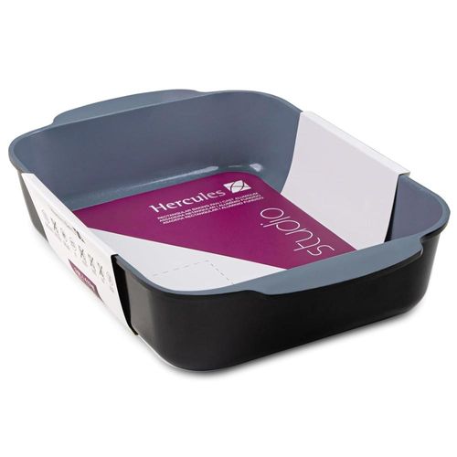 Assadeira retangular em alumínio com revestimento cerâmico Hercules Studio 30x22cm preta PA90000-A30PR Assadeira retangular em alumínio com revestimento cerâmico Hercules Studio 30x22cm preta PA90000-A30PR