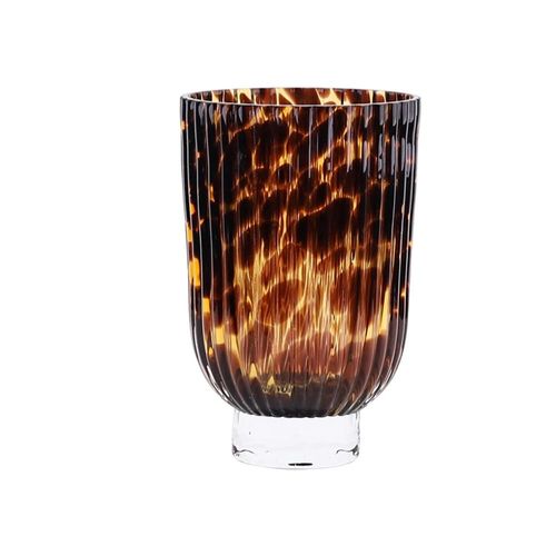 Vaso murano bicolor em vidro L'Hermitage 13,5x13,5x21cm marrom e laranja