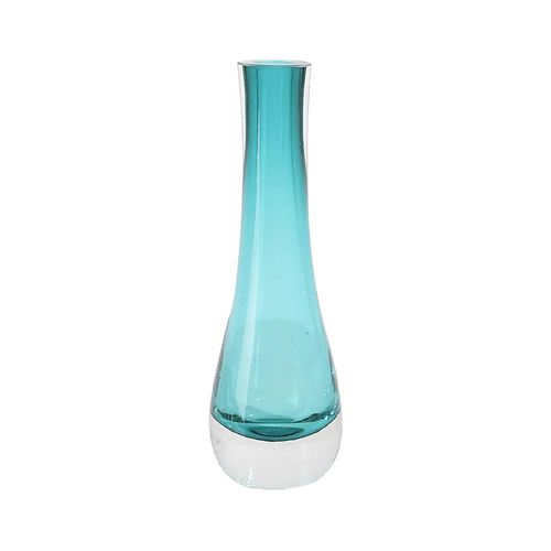 Vaso murano em vidro L'Hermitage 6x20cm azul turquesa