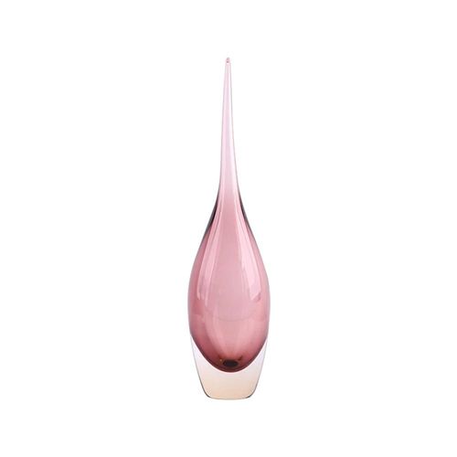 Vaso murano em vidro L'Hermitage Gota 10x10x41cm rosé