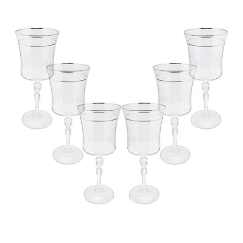 Jogo de taças para água cristal ecológico Bohemia Grace 300ml 6 peças prata rim