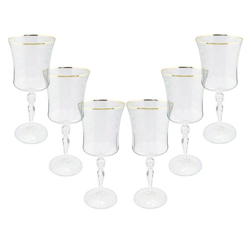 Jogo de taças para água cristal ecológico Bohemia Grace 300ml 6 peças ouro rim Jogo de taças para água cristal ecológico Bohemia Grace 300ml 6 peças ouro rim