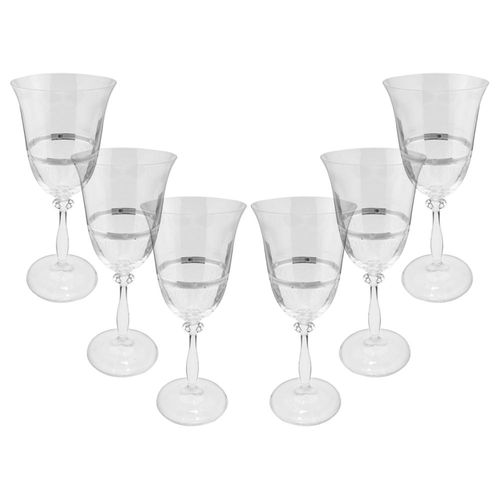 Jogo de taças para água cristal ecológico Bohemia Angela 350ml 6 peças prata rim