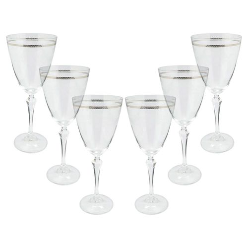 Jogo de taças para água cristal ecológico Elizabeth 350ml 6 peças prata rim Jogo de taças para água cristal ecológico Elizabeth 350ml 6 peças prata rim