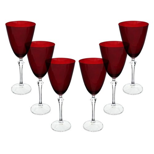 Jogo de taças para água cristal ecológico Bohemia Elizabeth 350ml 6 peças vermelho