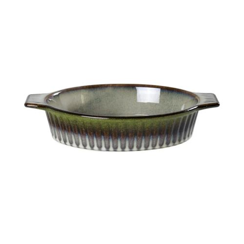 Travessa oval em cerâmica com alça L'Hermitage Mist 1,4 litro verde Travessa oval em cerâmica com alça L'Hermitage Mist 1,4 litro verde