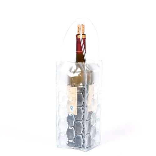 Sacola térmica para garrafa de vinho Kenya 25x9x9cm transparente