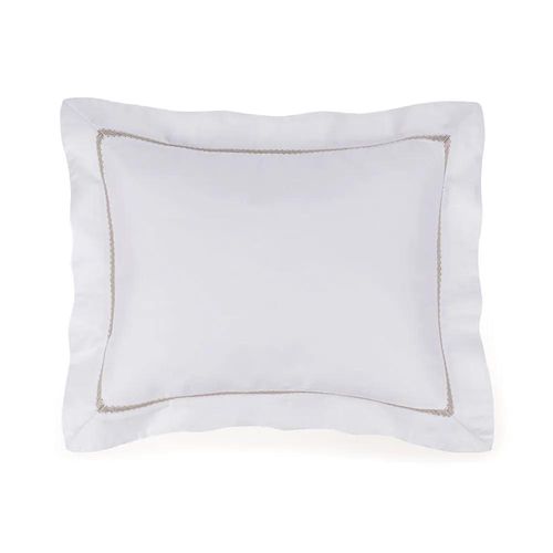 Almofada em algodão Trussardi Frezzano Cetim 1000 Fios 30x40cm branco e legno