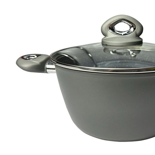 Caçarola em alumínio e tampa Bialetti Petravera Plus 24cm cinza
