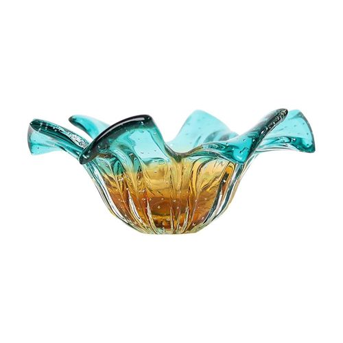 Centro de mesa em vidro L'Hermitage Murano 12x28cm azul e dourado Centro de mesa em vidro L'Hermitage Murano 12x28cm azul e dourado