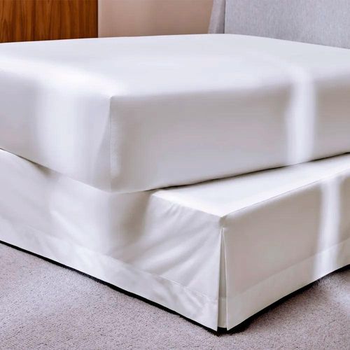 Saia para Cama Box King 100% algodão Trussardi Tullia Branco/Branco