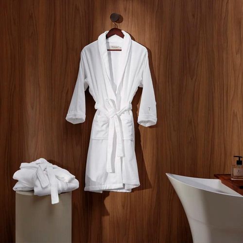 Roupão 100% algodão Trussardi Masculino Barone Branco Grande Roupão 100% algodão Trussardi Masculino Barone Branco Grande