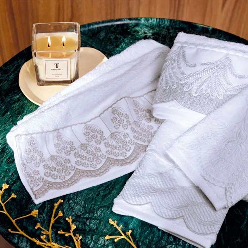 Toalha de Lavabo 100% algodão Trussardi Raffinato Branco Toalha de Lavabo 100% algodão Trussardi Raffinato Branco