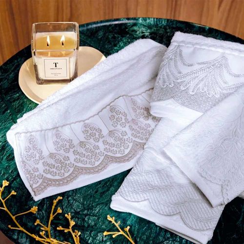 Jogo dois lavabos 100% algodão Trussardi Raffinato Branco Jogo dois lavabos 100% algodão Trussardi Raffinato Branco