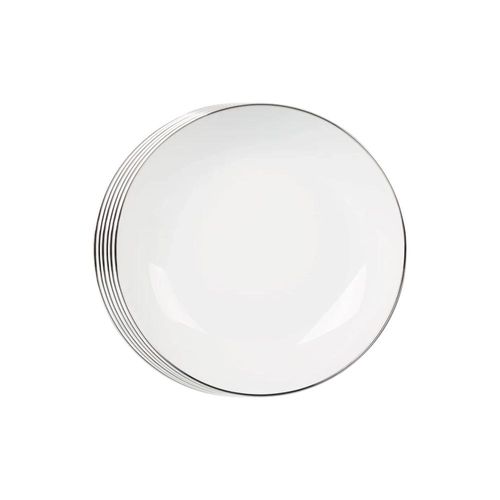 Jogo de pratos fundo em porcelana L'Hermitage Legacy Silver 20,5cm 6 peças branco