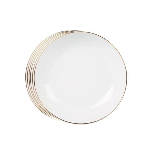 Jogo de pratos fundos em porcelana L'Hermitage Legacy Gold 20,5cm 6 peças branco Jogo de pratos fundos em porcelana L'Hermitage Legacy Gold 20,5cm 6 peças branco