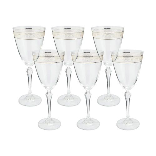 Jogo de Taças para Água Bohemia Brocade Decorada Cristal Ecológico 350ml 6 peças