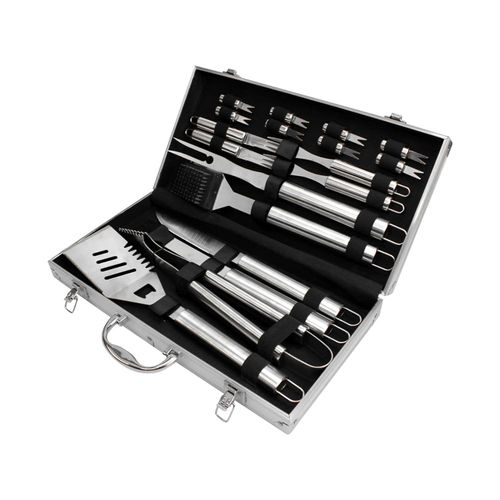 Jogo de Churrasco Fracalanza Gourmet Aço Inox com Maleta Alumínio 19 Peças