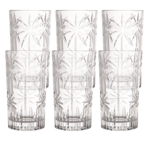 Jogo de 6 Copos Altos em Cristal Wolff Palm Tree 360ml para Água e Drinks Jogo de 6 Copos Altos em Cristal Wolff Palm Tree 360ml para Água e Drinks
