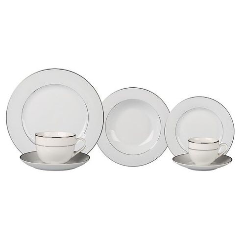 Jogo de jantar em porcelana L'hermitage Magesty Silver 42 peças para 6 pessoas