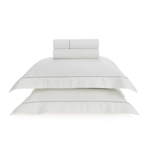 Jogo de lençol Trussardi Portello 300 fios King Branco/Platino Jogo de lençol Trussardi Portello 300 fios King Branco/Platino