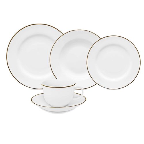 Jogo de Jantar Oxford Sofia 30 peças em porcelana com friso ouro: Elegância clássica para 6 pessoas