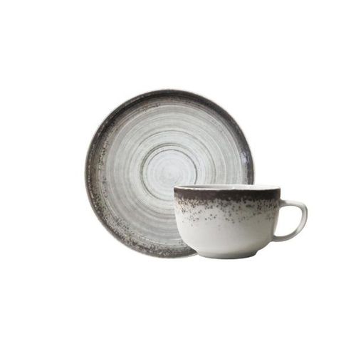 Xícara para café com pires em porcelana Schmidt Esfera 100ml cinza