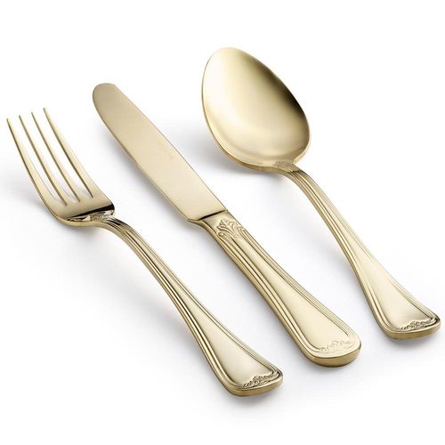 Faqueiro em aço inox Saint James Versalles Champagne Gold 101 Peças: Luxo e sofisticação para sua mesa Faqueiro em aço inox Saint James Versalles Champagne Gold 101 Peças: Luxo e sofisticação para sua mesa