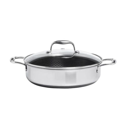 Frigideira Reta em Aço Inox 26cm com Tampa Oxford CookingPro Hive