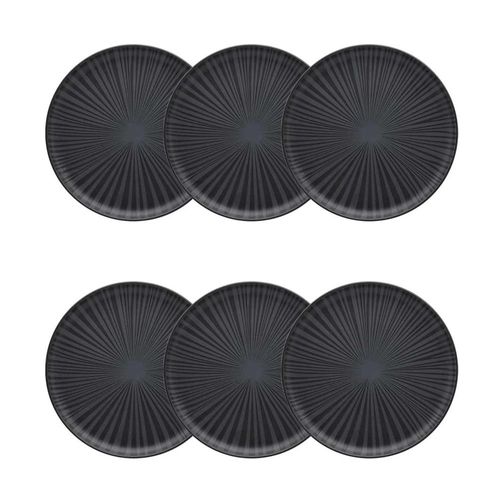 Jogo de 6 Pratos de Sobremesa Oxford Flat Ônix Preto 20cm