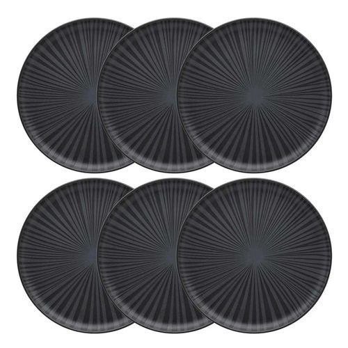 Jogo de 6 Pratos Rasos Oxford Flat Ônix Preto 26cm Jogo de 6 Pratos Rasos Oxford Flat Ônix Preto 26cm