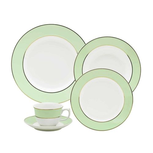 Jogo de Jantar e Chá Oxford Flamingo Classic Verde 30 Peças Porcelana