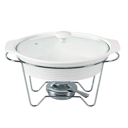 Rechaud oval em cerâmica Fracalanza Eleonora 1,5 litro: Elegância e versatilidade à mesa Rechaud oval em cerâmica Fracalanza Eleonora 1,5 litro: Elegância e versatilidade à mesa