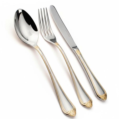 Faqueiro de Luxo Fracalanza Victorian 130 Peças: Aço Inox com Detalhe em Ouro